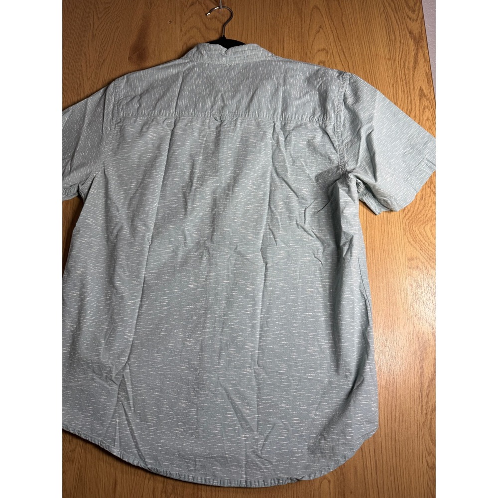Stoic Shirt Mens Medium M Sage Green Slub Short Sleeve Button Down Chest Pocket - Picture 8 of 9